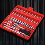 46-Piece Carbon Steel Auto Repair Combination Tool Set with Ratchet Sockets Screwdriver Hard Case